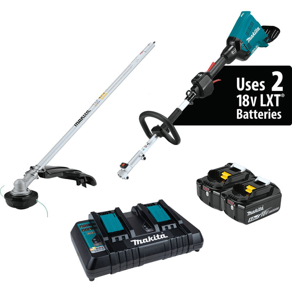 Makita XUX01M5PT 36V (18V X2) LXT Brushless Couple Shaft Power Head Kit with String Trimmer Attachment (5.0Ah)