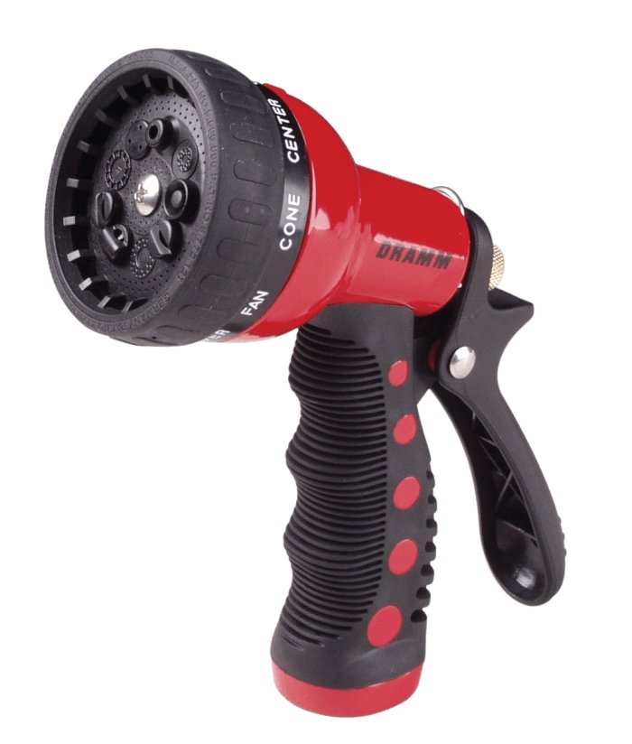 garden spray equipment Dramm 9 Pattern Revolver Spray Gun Nozzle Red